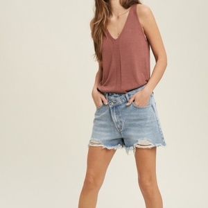 Feelin Good Crisscross Denim Shorts